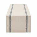 Camino de mesa 180 x 33 cm de tejido beige y azul con bordado decorativo