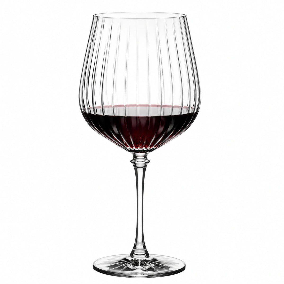 Copa de vino 550 ml 23 cm de cristal transparente acanalado con pie elegante