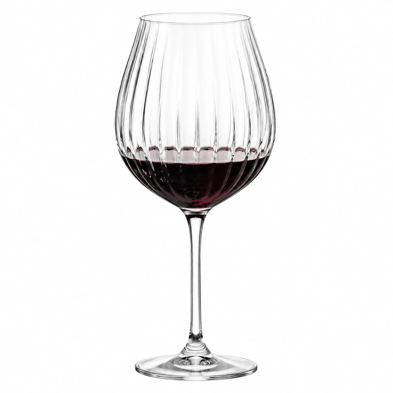 Copa de vino 500 ml 22 cm de vidrio transparente estriado con pie