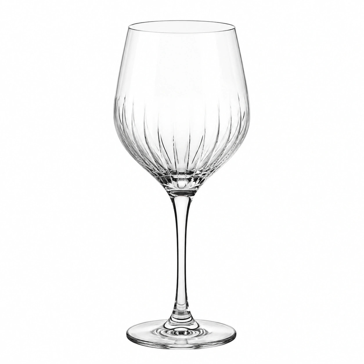 Copa de vino 500 ml de vidrio transparente con relieve vertical para mesa