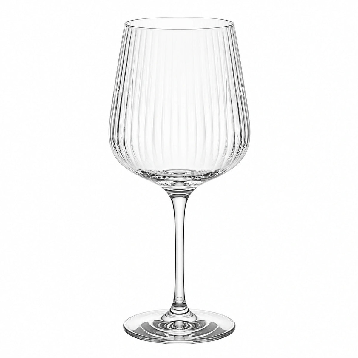 Copa de vino 550 ml de vidrio transparente acanalado con tallo