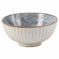Cuenco de cerámica 15 cm blanco y gris con relieve para servir