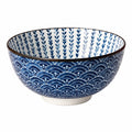 Cuenco de cerámica 18 cm azul y blanco con estampado para servir