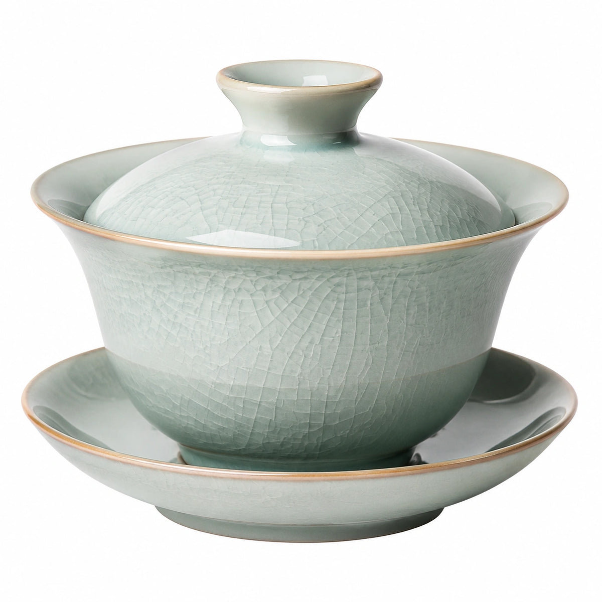 Taza gaiwan de porcelana 150 ml verde celadón esmaltada para té
