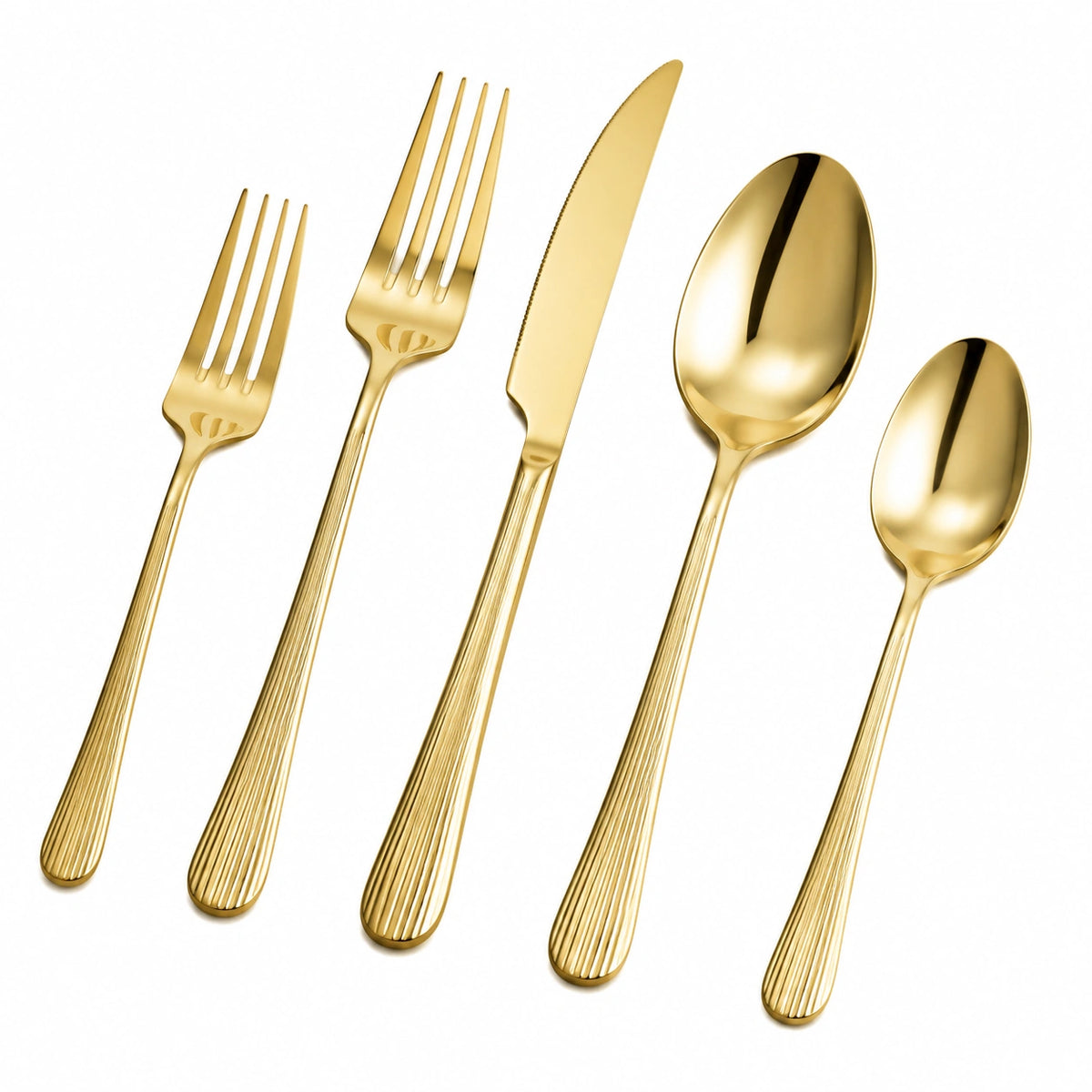 Cubertería de 5 piezas 23 cm de acero inoxidable dorado - acabado pulido para mesa