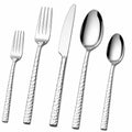 Juego de cubiertos de mesa 5 piezas acero inoxidable plateado con mangos texturizados