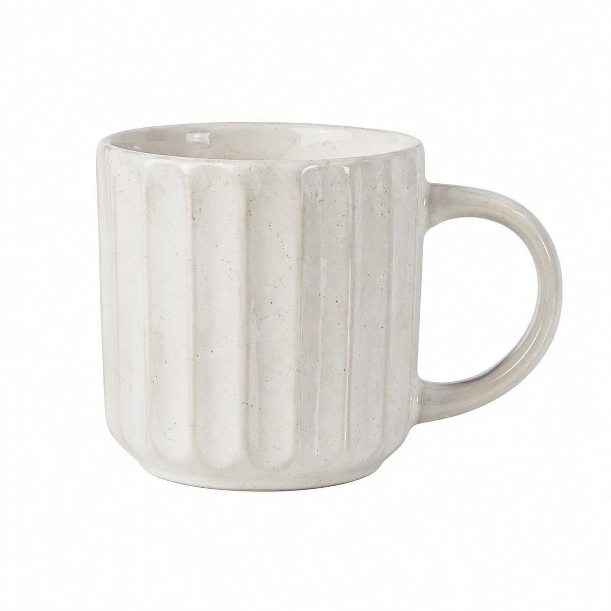 Taza de cerámica 350 ml beige acanalada para bebidas calientes