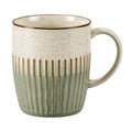 Taza de cerámica 400 ml verde/beige para bebidas calientes estilo acanalado