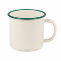 Taza 400 ml de acero esmaltado blanco y verde para bebidas calientes - estilo clásico