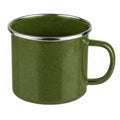 Taza de 350 ml de metal esmaltado verde con asa - estilo moteado para bebidas calientes y frías