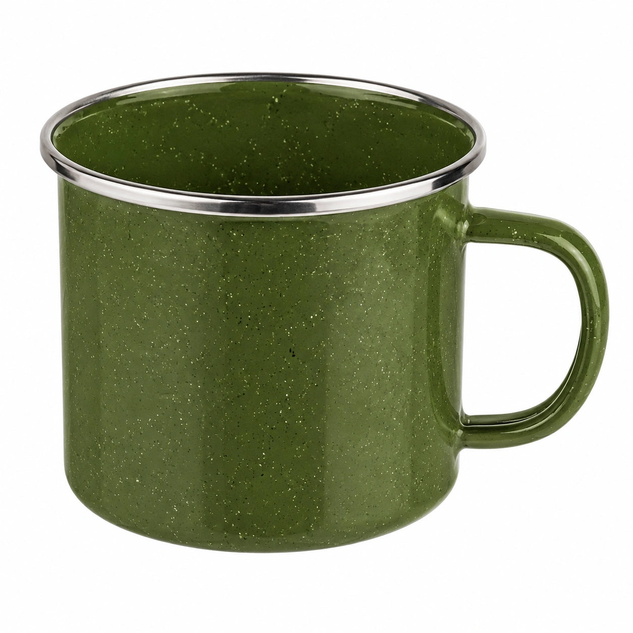 Taza de 350 ml de metal esmaltado verde con asa - estilo moteado para bebidas calientes y frías